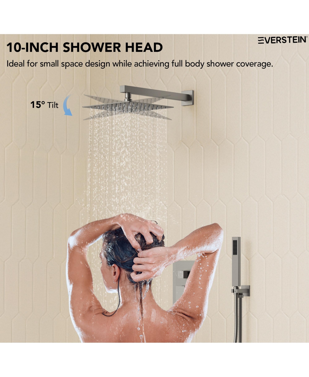 Wall Mounted 10" Shower System Bathtub Facuet Set High Pressure Rain Shower Head with Handheld Brushed Nickel