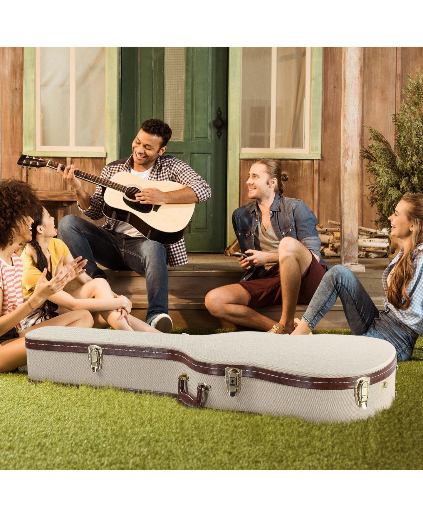 Балетки Yescom 39" Classical Guitar Hard Case with Lock Accessory Compartment for Airline Travel Guitar Hardshell Carrying Case Microgroove, цвет: Natrual — фото 8