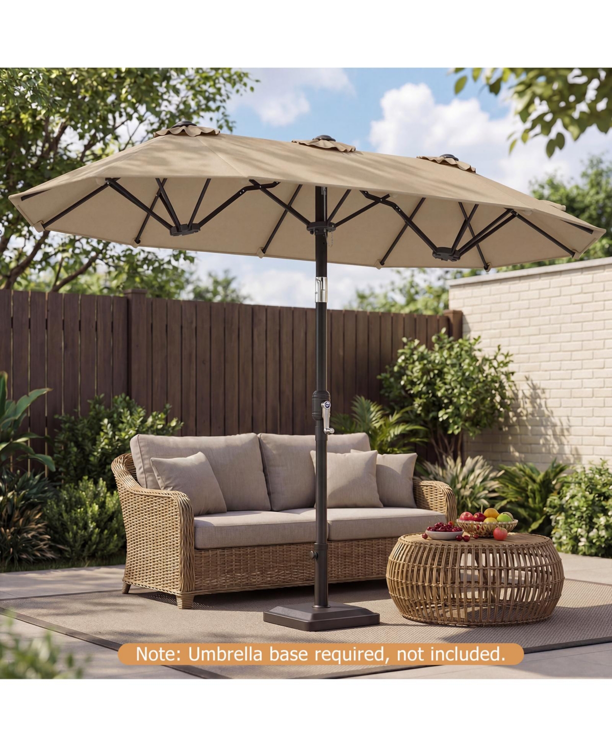 Gymax Double-Sided Patio Umbrella w/Push Button Tilt Crank Handle 3 Air Vents for Pool