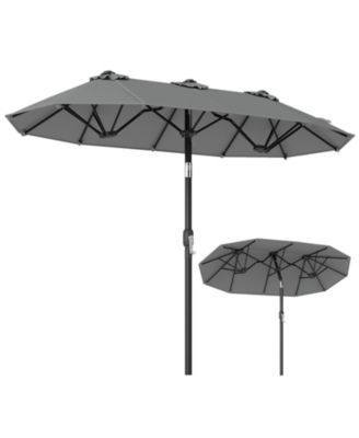 Double-Sided Patio Umbrella w/Push Button Tilt Crank Handle 3 Air Vents for Pool