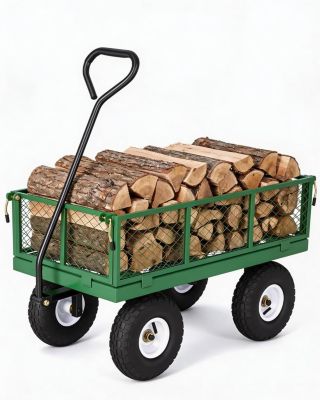 400 lbs Heavy Duty Steel Garden Cart with Removable Mesh Sides 10in All-Terrain Pneumatic Tires Utility Wagon with 180 Rotating