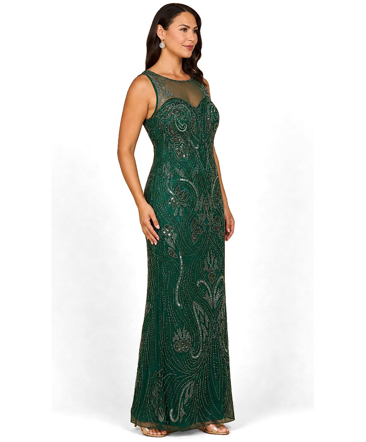 Lara Women's Beaded High Neckline Gown view 3 — MAYCSS fashion products