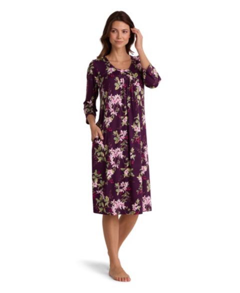 Женское платье Miss Elaine Long-Sleeve Printed Long Gown, цвет: Баклажановый