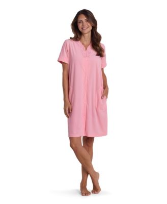 Women's Short-Sleeve Solid Short Grip Robe