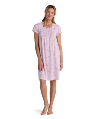 Women's Short-Sleeve Solid Short Gown