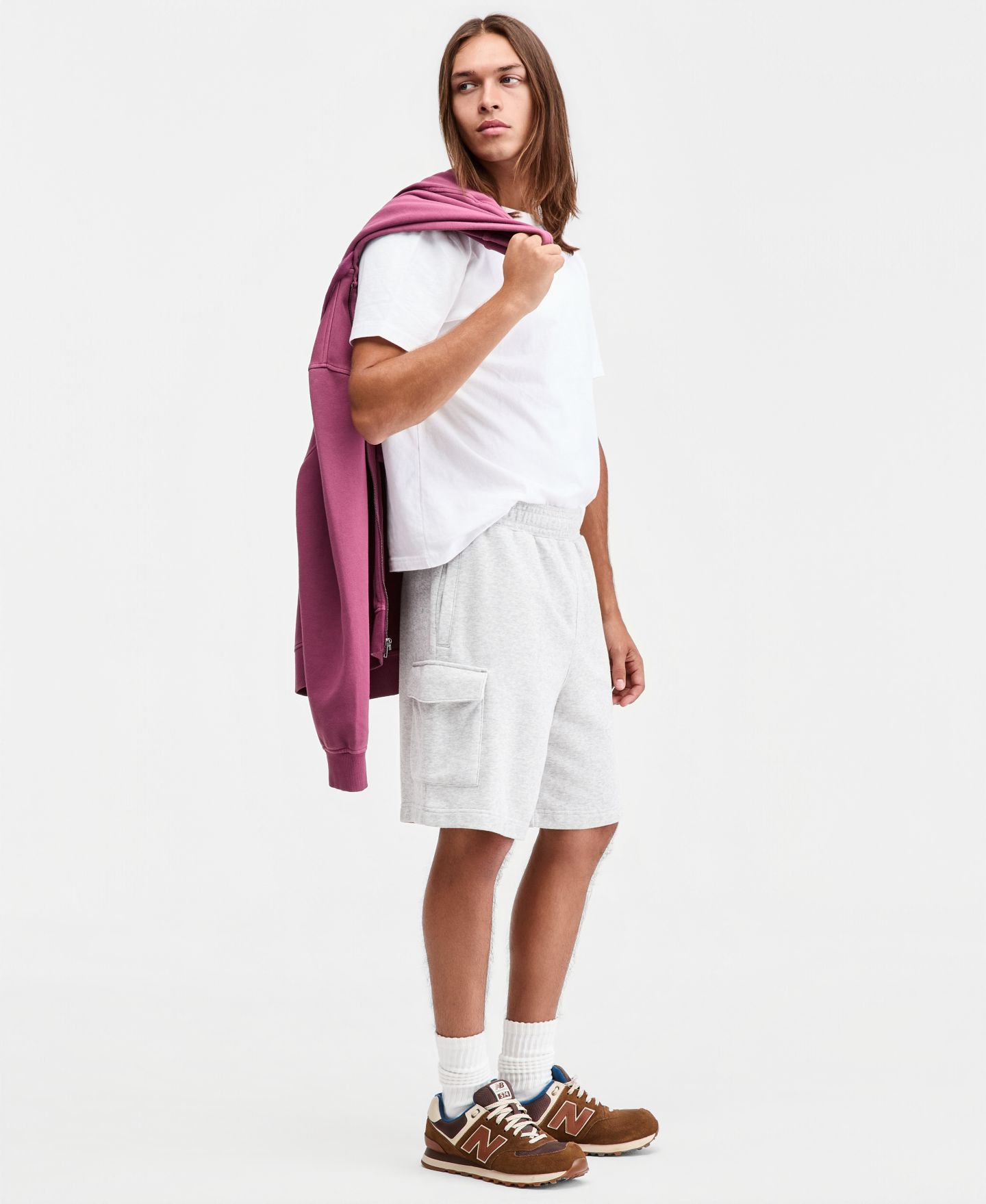 Мужские шорты Sun + Stone Heathered Utility Terry, цвет: Сланцевый меланжевый — фото 4