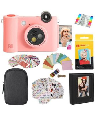 Smile+ 2-in-1 Instant Print Camera Gift Bundle w/ Case, Zink 20pk and Accessories