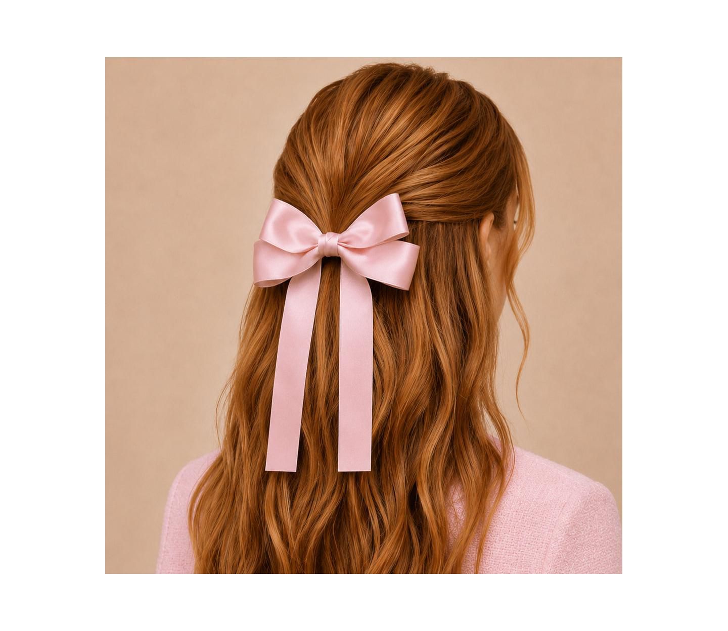 Аксессуары для волос Puttisu Classic Long Ribbon Bow Clip Gift Set для девочек, цвет: Пудровый розовый — фото 2