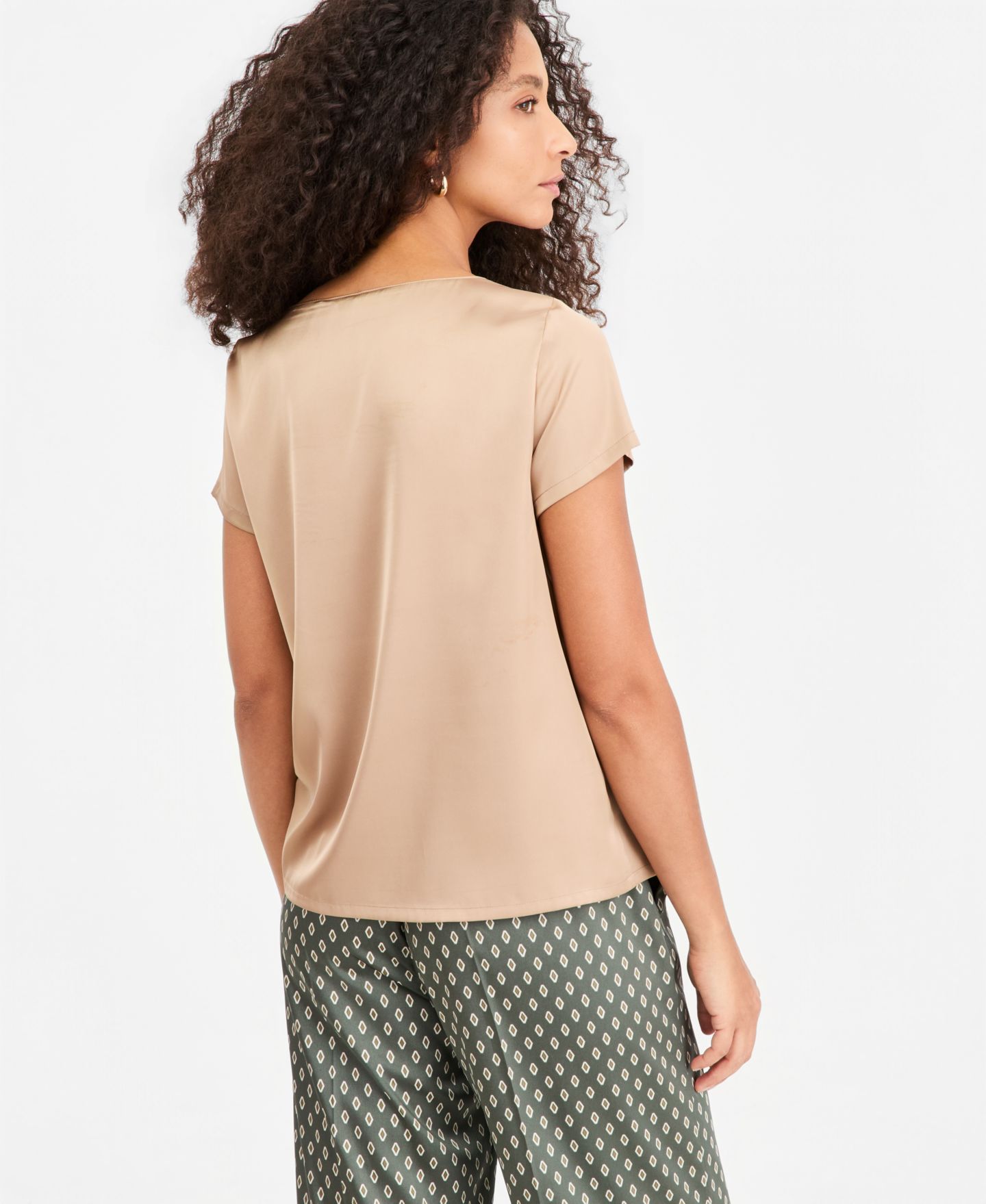 Женская блузка Emme Marella Emmpanteon Boat Neck Satin Lightweight-Stretch, цвет: Медовый — фото 4