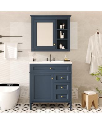 30" Modern Freestanding Bathroom Vanity with Ceramic Sink-Sillysis