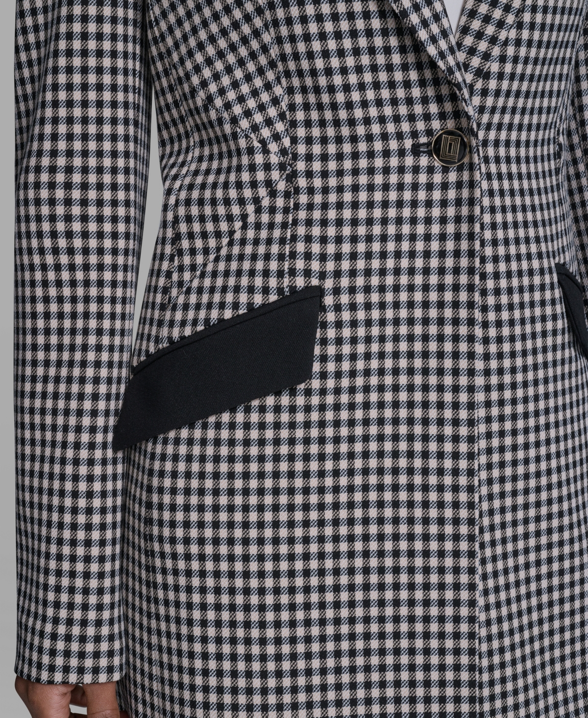 Karl Lagerfeld Paris Women's Checkered One-Button Blazer