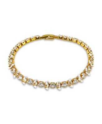 14k Gold-Plated Cubic Zirconia Link Bracelet 