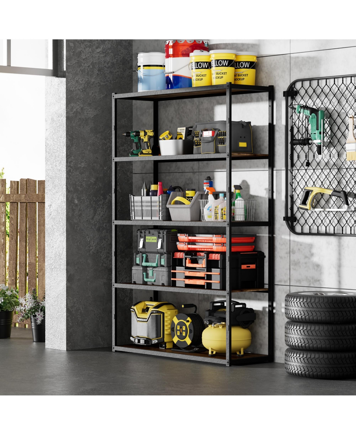 5-Shelf Heavy-Duty Adjustable Garage Storage Shelving
