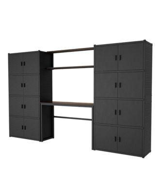5-Shelf Heavy-Duty Garage Cabinet and Workstation System w/ Side Pegboards, Black (120 in. W x 71 in. H x 16 in. D
