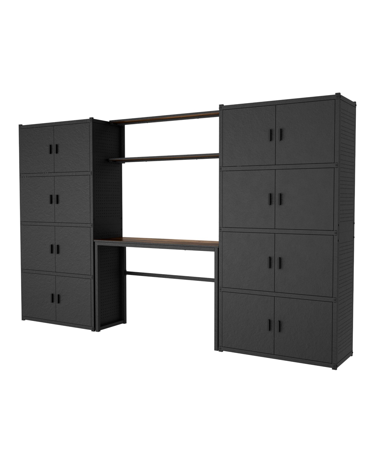 5-Shelf Heavy-Duty Garage Cabinet and Workstation System w/ Side Pegboards