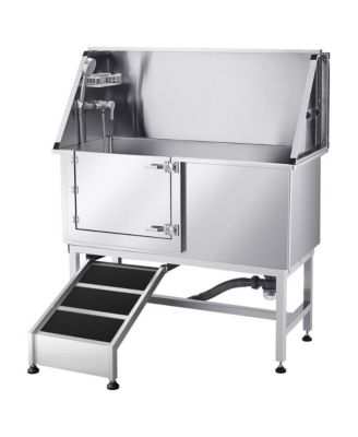 Stainless Steel Dog Washing Station 50 inch Pet Grooming Tub with Ramp