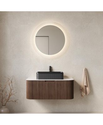 Wall Mounted Bathroom Vanity with Ceramic Sink,Plywood Cabinet, Soft Close Drawer, Pre-assembled