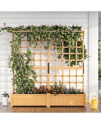72" Cedar Planter and Trellis Combo  C Freestanding Garden Tower