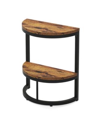 Half Round End Table with Metal Frame for Small Spaces