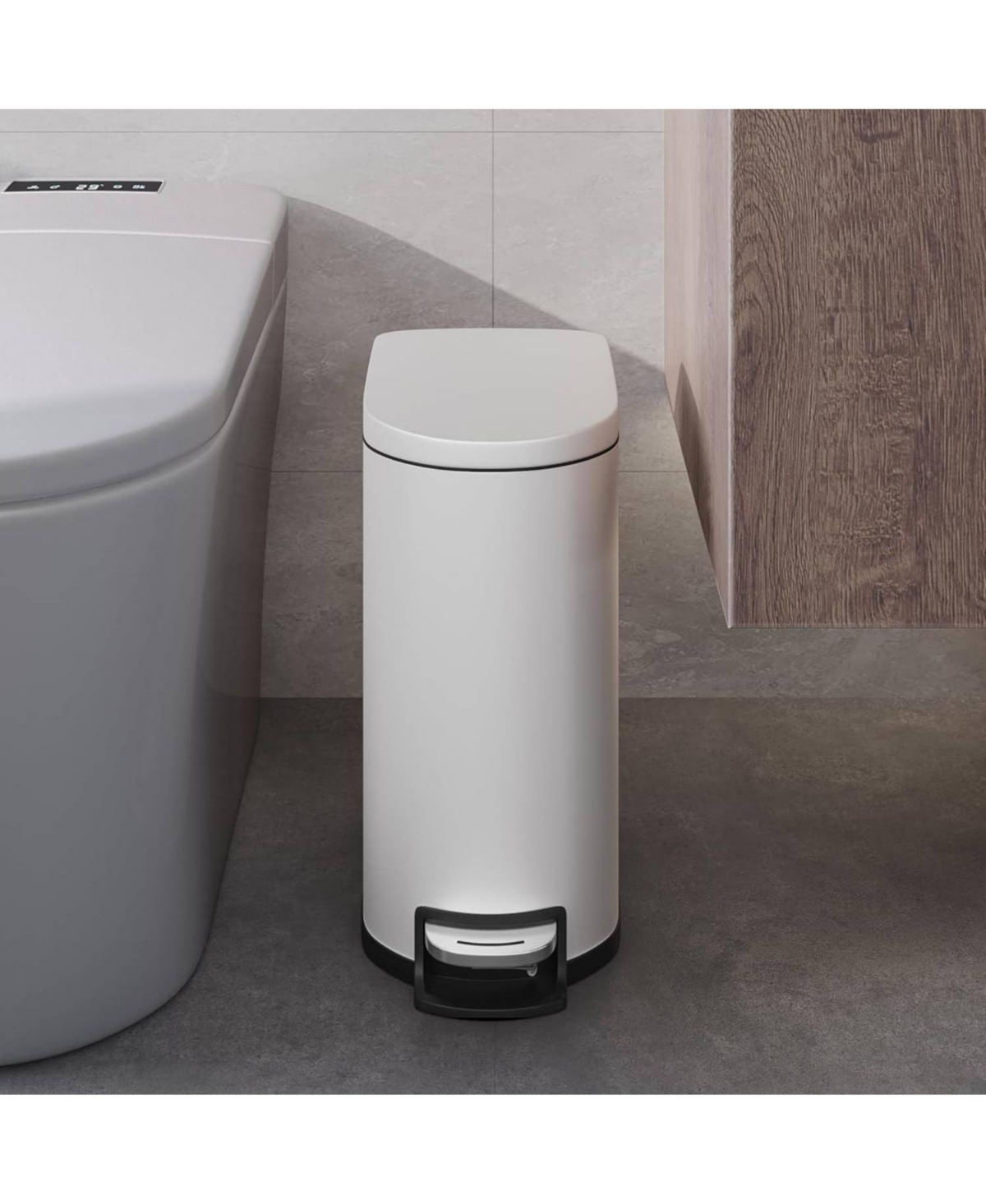 gaomon 13 Gal+2.6 Gal Stainless Steel Step-On Garbage Bin Combo Set, Kitchen Trash Can for Kitchen, White