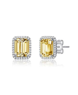 Dainty   Gold Plated Emerald-Cut CZ Stud Earrings