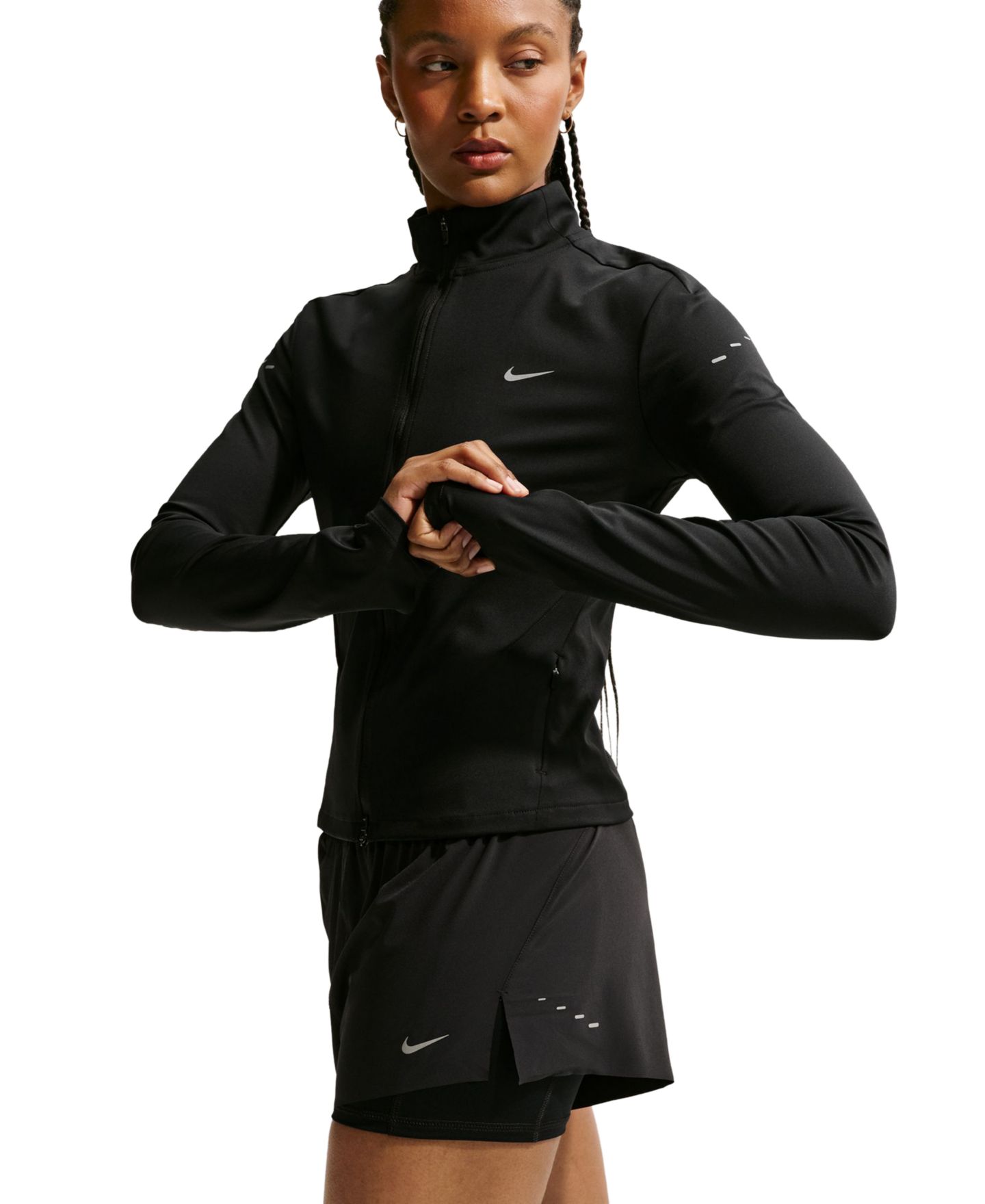Женские шорты Nike Swift Dri-FIT Mid-Rise 2-in-1 Running, цвет: Чёрный / Светоотражающий — фото 3