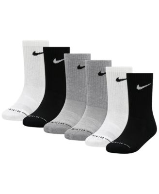 Boys' and Girls' 4-7 Dri-Fit Elevated Crew Socks, 6-Pack