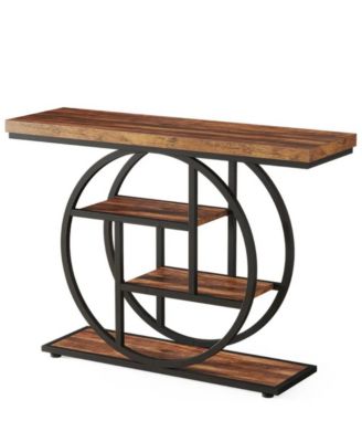 41.3" Industrial Console Table with 4 Tiers and Circle Base