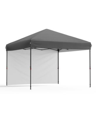 10 x 10 Feet Pop Up Canopy Tent with Sidewalls, Wheeled Carry Bag, Steel Frame and Silver-Coated Oxford Top