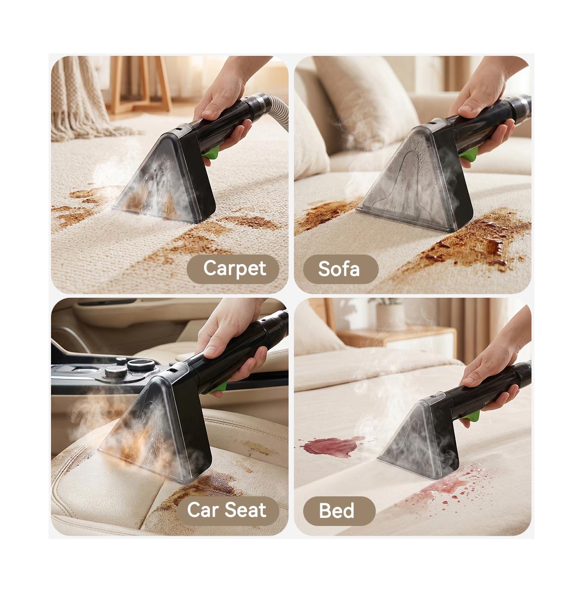 Topteng 800W Portable Carpet Cleaner with 16KPA Suction and Dual Tank for Home and Auto