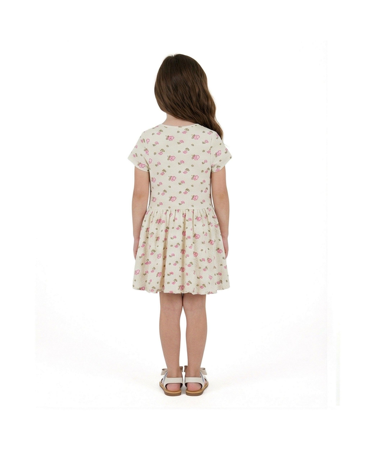 Andy & Evan Little Girls Blush Floral Knit Seersucker Bubble Dress