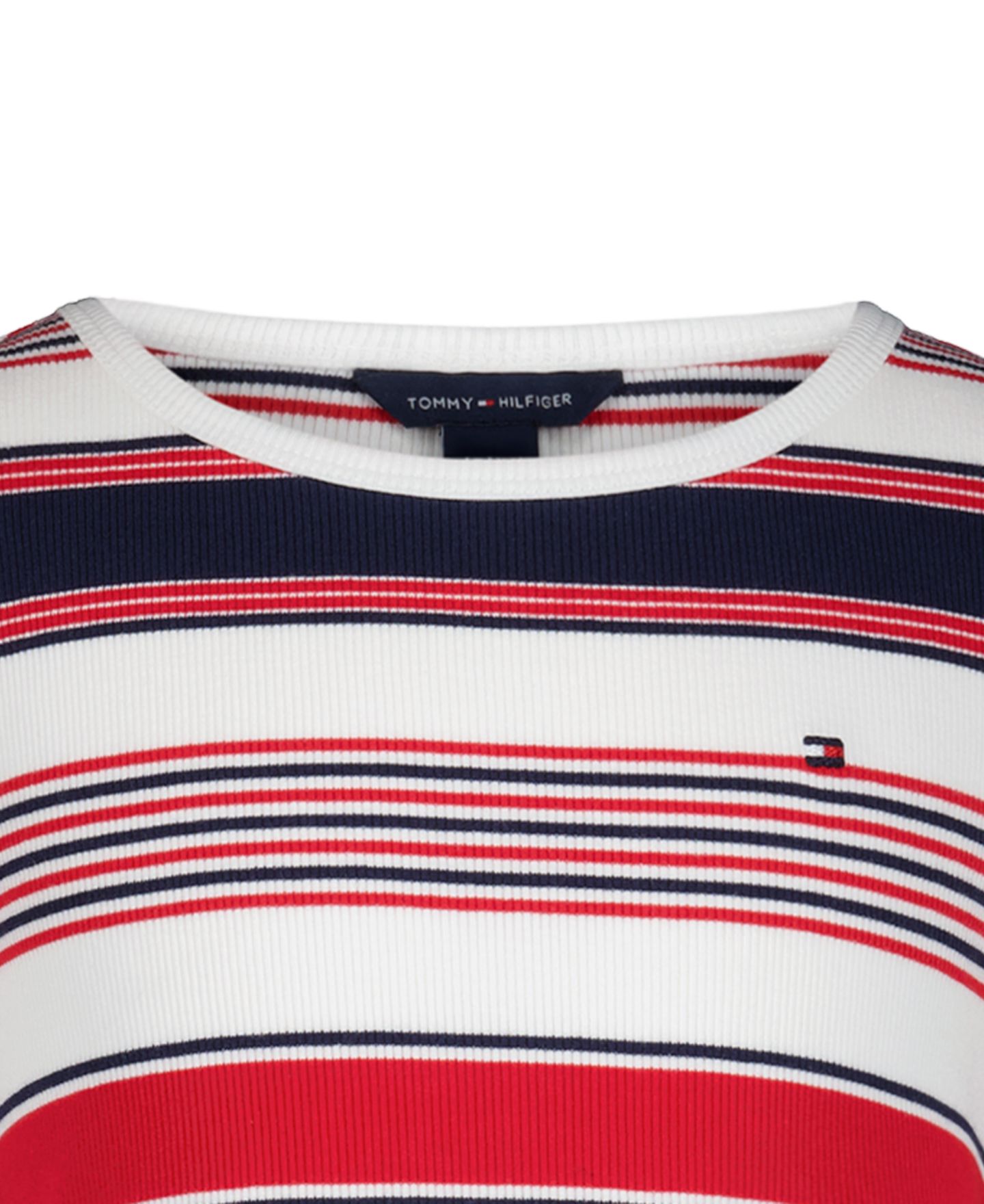 Платье Tommy Hilfiger Striped Ribbed Short-Sleeve для девочек, цвет: Белый / Красный — фото 4