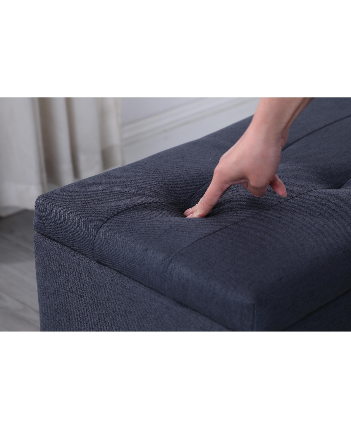 flynama 3-In-1 Tufted Linen Storage Ottoman Bench Combination