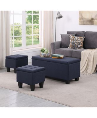 3-In-1 Tufted Linen Storage Ottoman Bench Combination