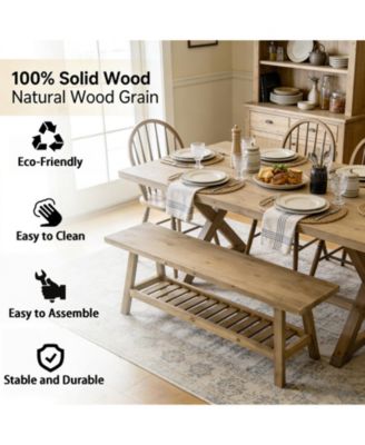 43" Distressed Farmhouse Solid Wood 2-Tier Entry Storage Bench