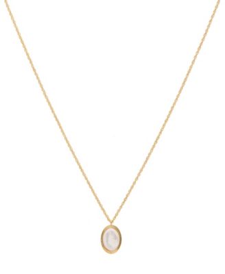 St. Moran Gold Imitation Pearl Oval Olivia Pendant Necklace - White