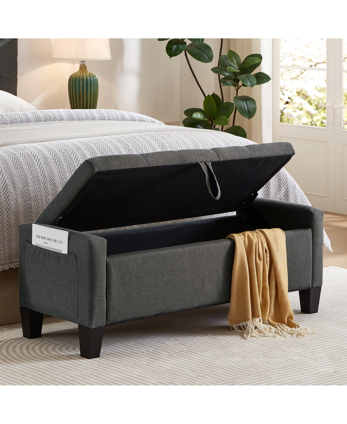 Flynama Linen Storage Ottoman Bench