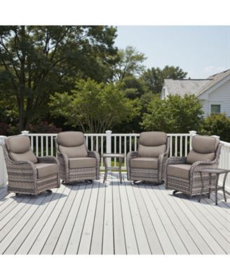 6 Pieces Outdoor Patio Furniture Sets with Rocking Swivel Chairs with Thick Cushion and Side Table