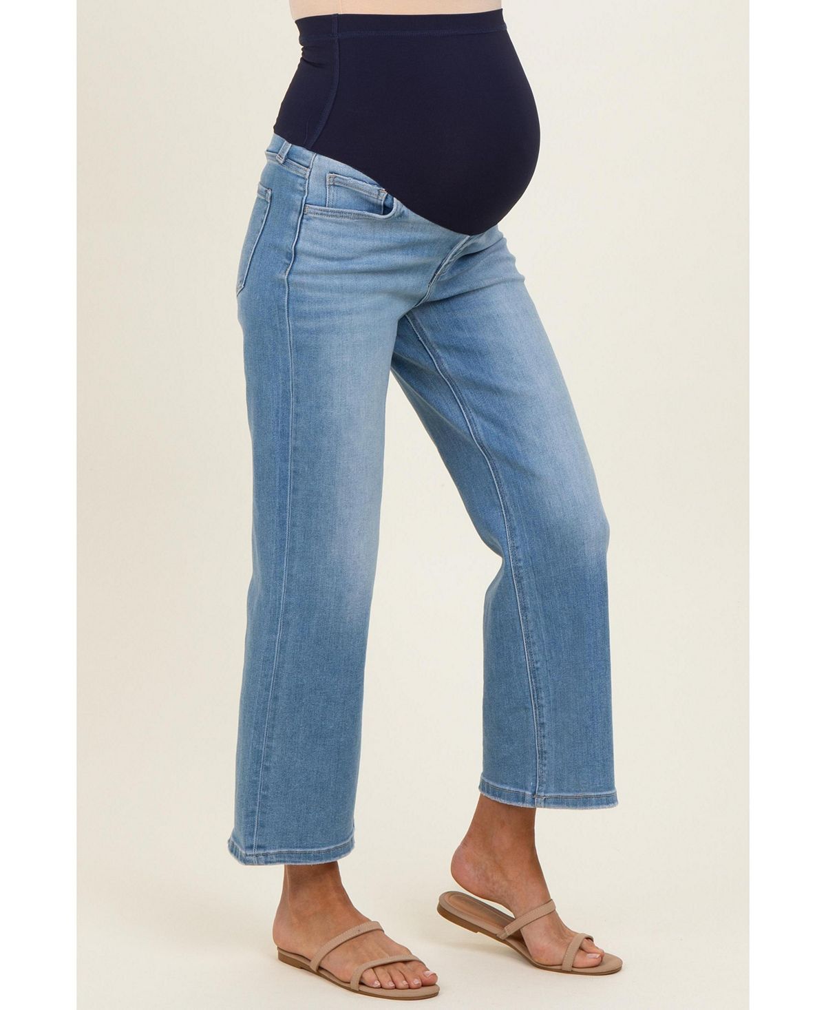 Pinkblush Women's Blue Medium Wash Cropped Wide Leg Jeans view 4 — MAYCSS fashion products