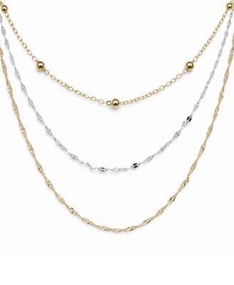 Silver Plated Multi-Chain 18" Layered Statement Necklace