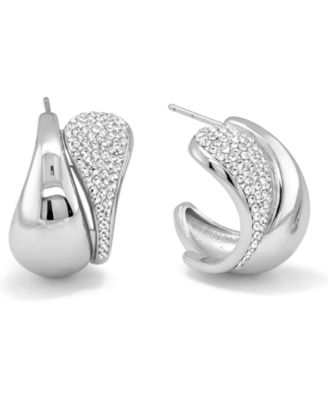 Crystal Double Teardrop C Hoop Earring