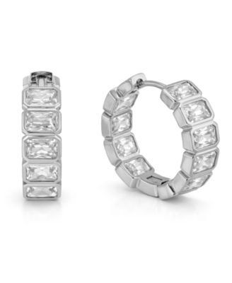 Cubic Zirconia Hinged Hoop Earrings