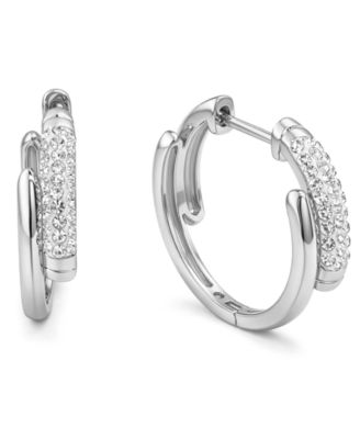 Crystal Bypass Hinged Hoop Earrings