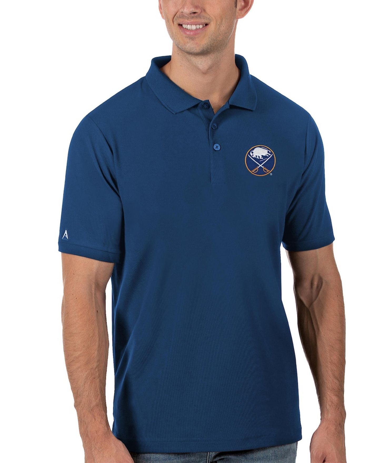 Мужское поло Antigua Royal Buffalo Sabres Legacy Pique Polo Shirt — фото 1