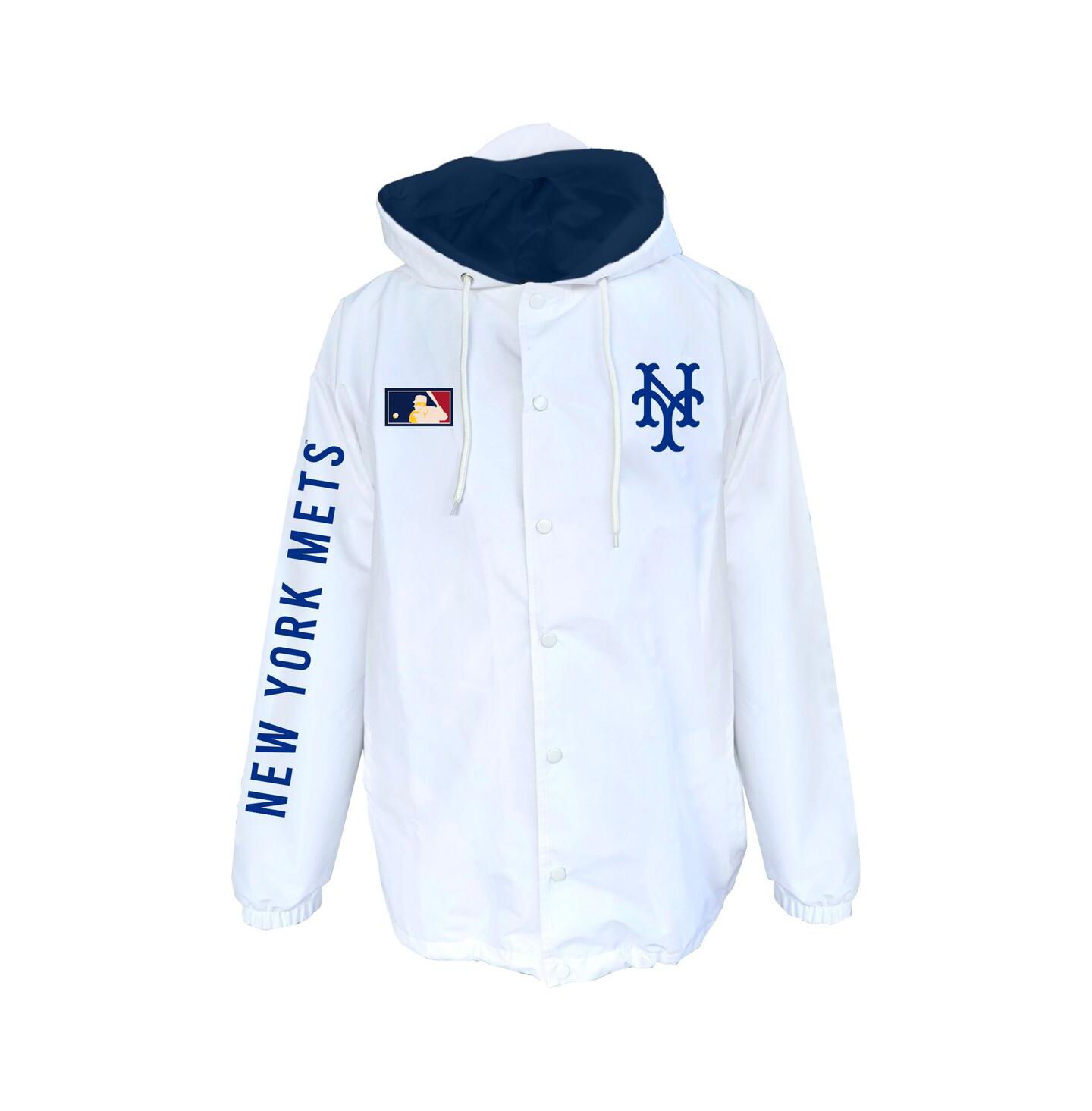 Мужская куртка Mitchell & Ness New York Mets с капюшоном на кнопках, Big & Tall, White — фото 2