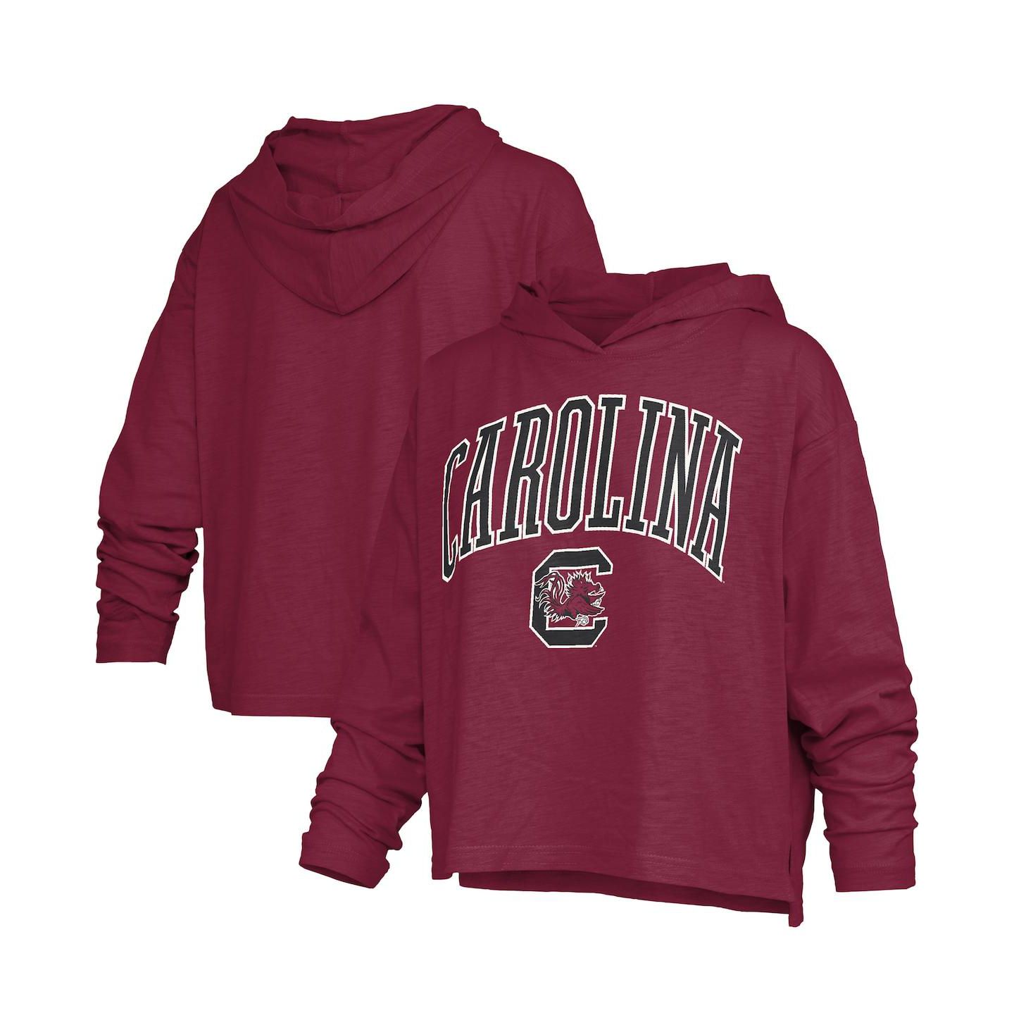 Женская футболка Pressbox Garnet South Carolina Gamecocks Nelson Arch Over Logo Long Sleeve Hooded Slub — фото 1