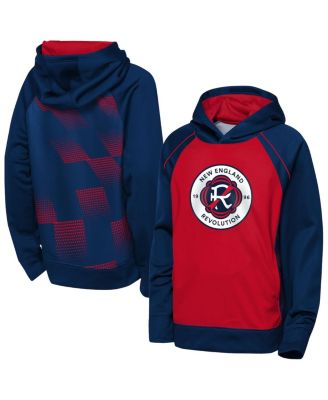 Big Boys and Girls Red/Navy New England Revolution Striker Fleece Hoodie
