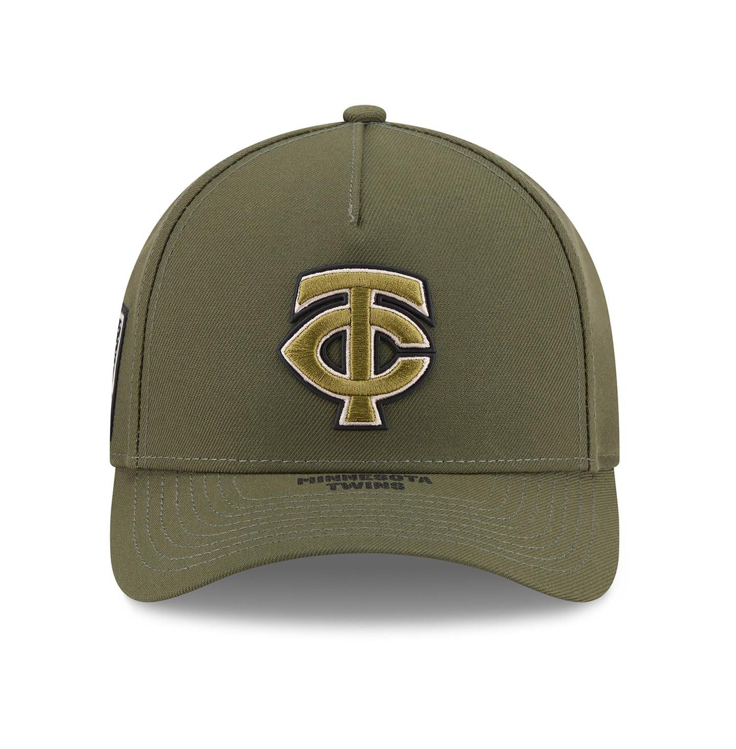 Детская кепка New Era Olive Minnesota Twins 2026 Armed Forces Day 9FORTY M-Crown Adjustable Hat — фото 2