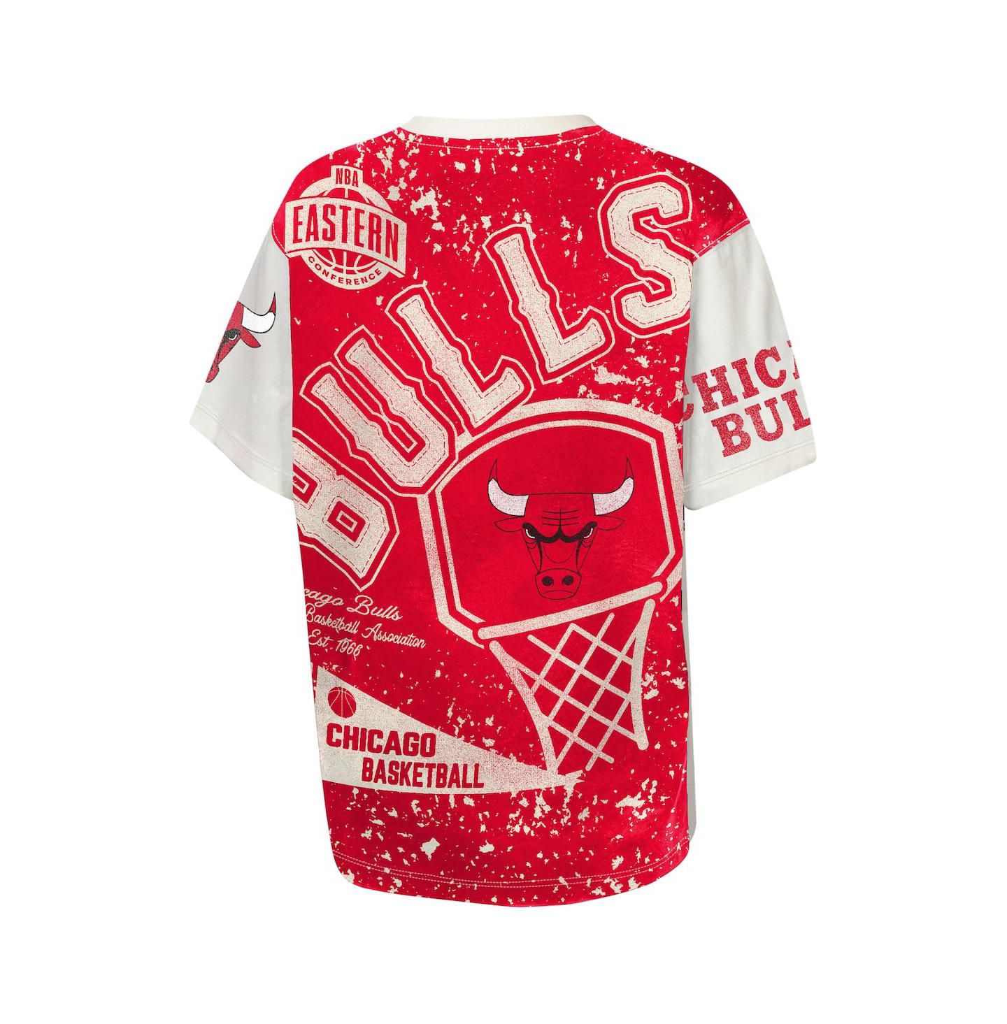 Детская футболка Outerstuff Cream Chicago Bulls Top Player All-Over-Print — фото 3