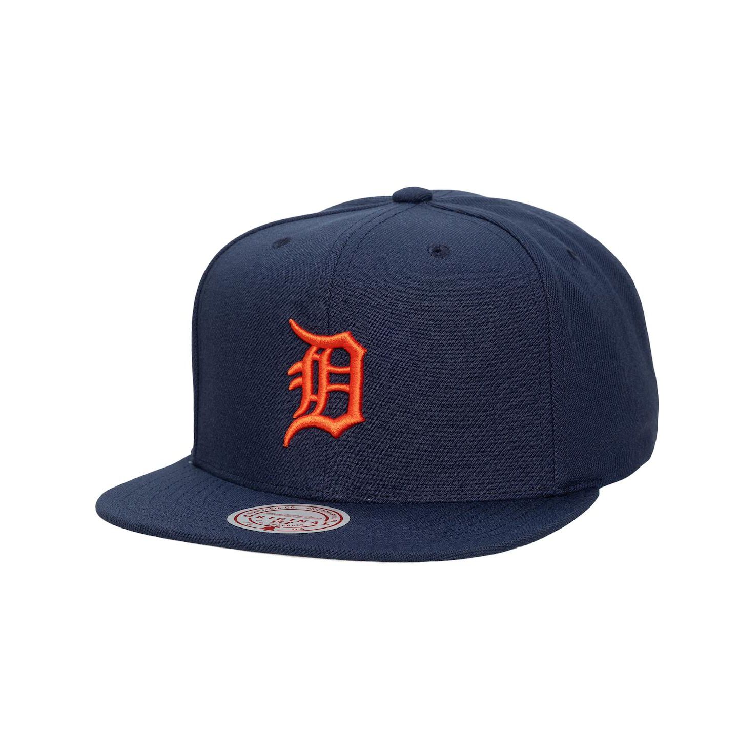 Кепка Mitchell & Ness Navy Detroit Tigers Side Logo Snapback Hat — фото 1